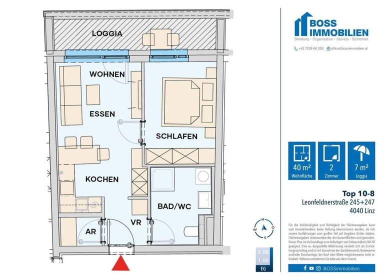Wohnung zur Miete 553 € 2 Zimmer 39,5 m² EG Leonfeldner Straße 245+247 Katzbach Linz 4040