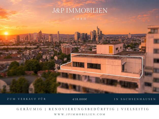 Penthouse zum Kauf 418.000 € 3 Zimmer 102,2 m² 14. Geschoss Sachsenhausen Süd 60598