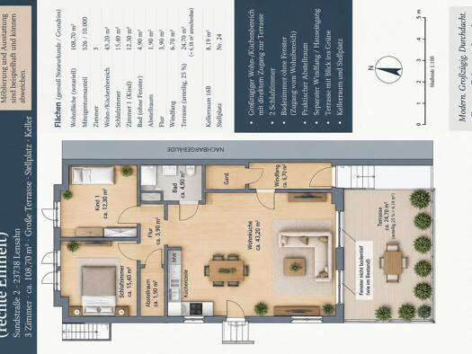 Terrassenwohnung zum Kauf provisionsfrei 269.000 € 3 Zimmer 96 m² 1. Geschoss Sundstraße 2 Lensahn Lensahn 23738
