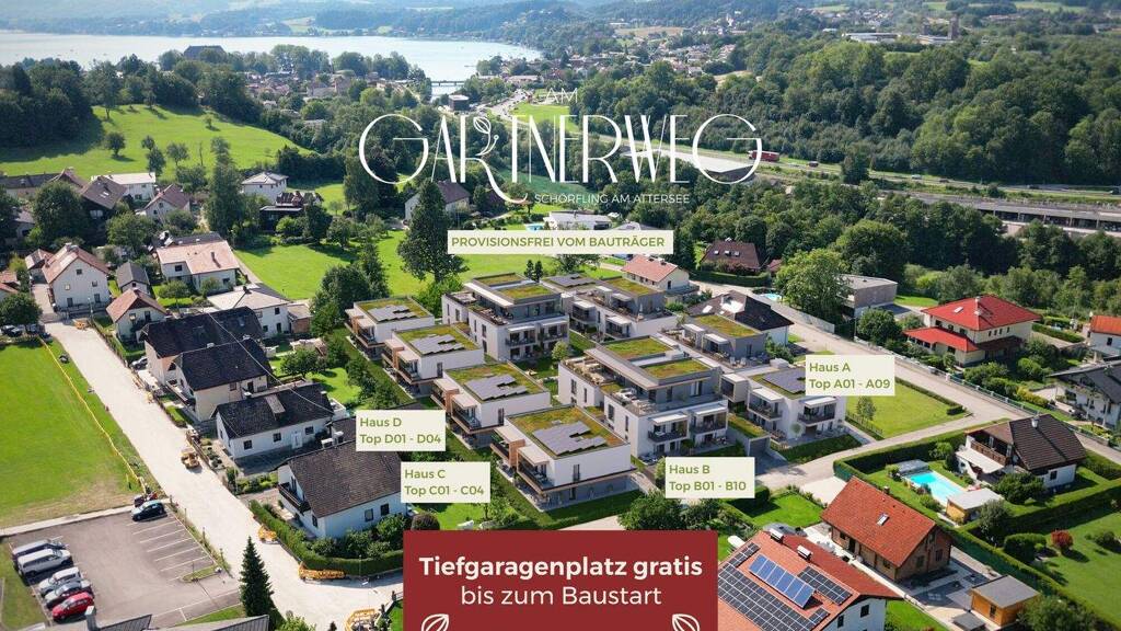 Wohnung zum Kauf - Erstbezug provisionsfrei 448.400 € 3 Zimmer 72,9 m² EG Gärtnerweg 6 Schörfling am Attersee 4861