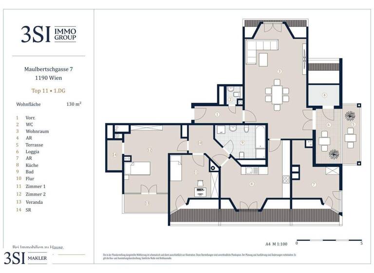 Wohnung zum Kauf 825.000 € 3 Zimmer 130 m² 3. Geschoss Maulbertschgasse 7 Wien 1190