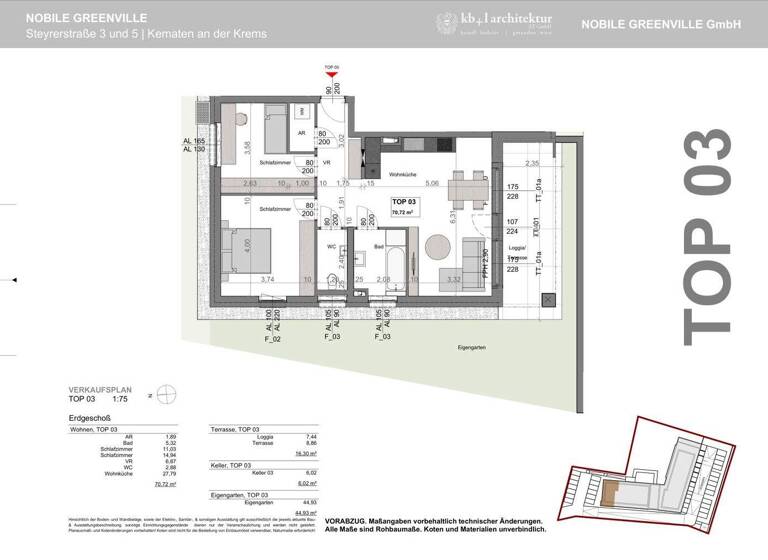 Wohnung zum Kauf - Erstbezug 290.628 € 3 Zimmer 70,7 m² EG Kematen an der Krems 4531