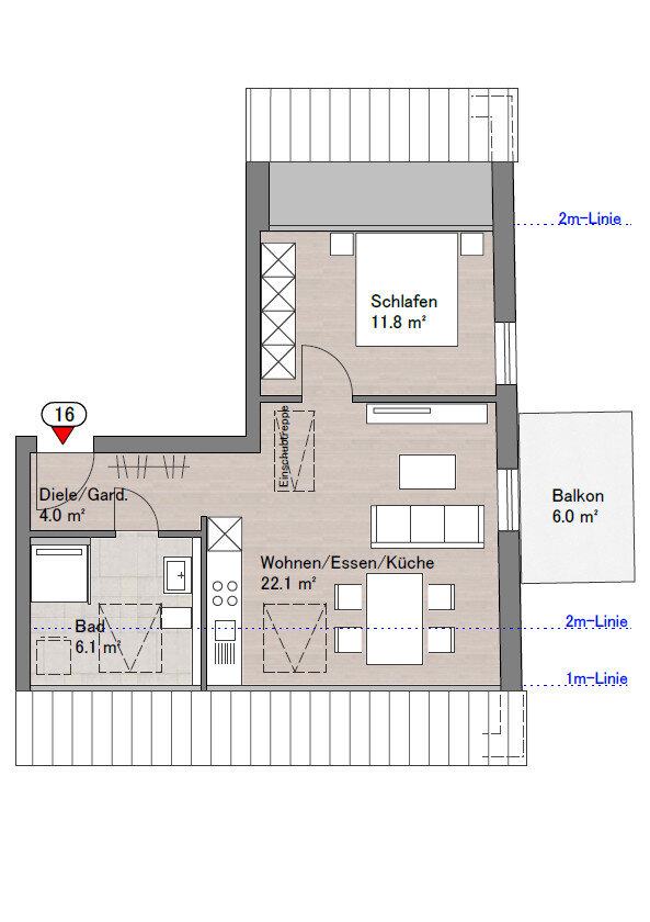 Wohnung zum Kauf 179.000 € 2 Zimmer 47 m²<br/>Wohnfläche 2.<br/>Geschoss Haunsheim Haunsheim 89437