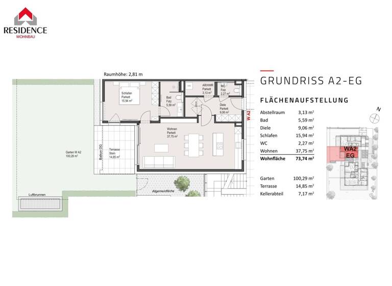 Wohnung zum Kauf - Erstbezug 690.000 € 2 Zimmer 73,7 m² EG Schloßstraße 24A Aigen I Salzburg 5020
