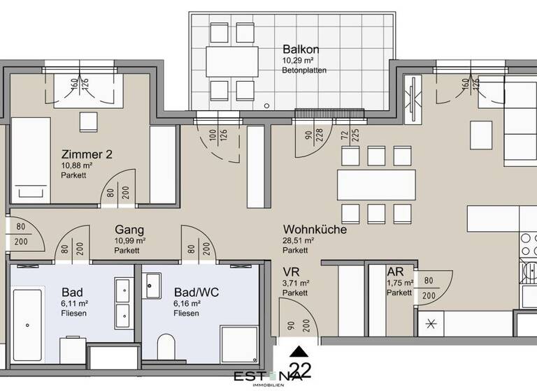 Wohnung zum Kauf - Erstbezug 690.000 € 4 Zimmer 100 m² 3. Geschoss Leystraße Wien 1200