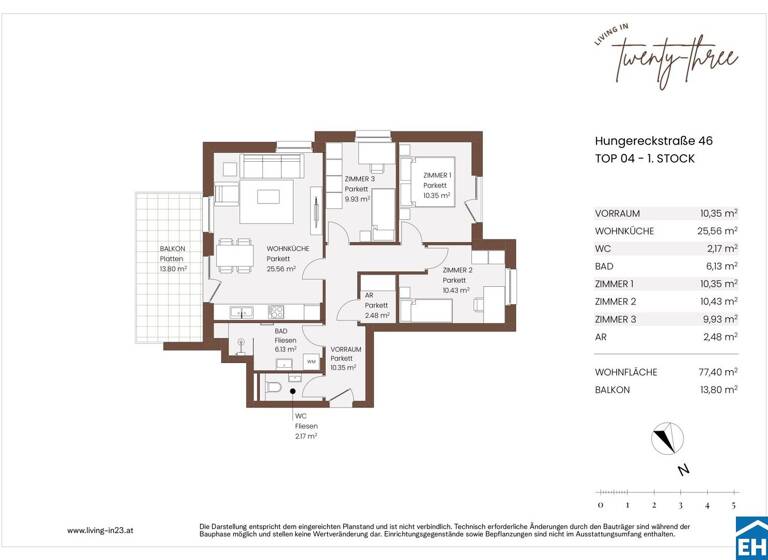 Wohnung zum Kauf - Erstbezug 457.709 € 4 Zimmer 77,4 m² 1. Geschoss Hungereckstraße Wien 1230