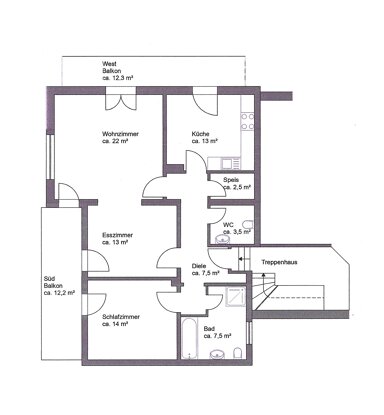 Wohnung zur Miete 1.200 € 2,5 Zimmer 83 m² 1. Geschoss frei ab sofort Prien am Chiemsee 83209