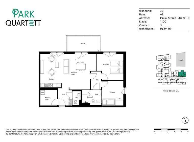 Wohnung zur Miete - Erstbezug 1.085 € 3 Zimmer 96 m² 1. Geschoss Paula-Straub-Str. 19 Villingen Villingen-Schwenningen 78048