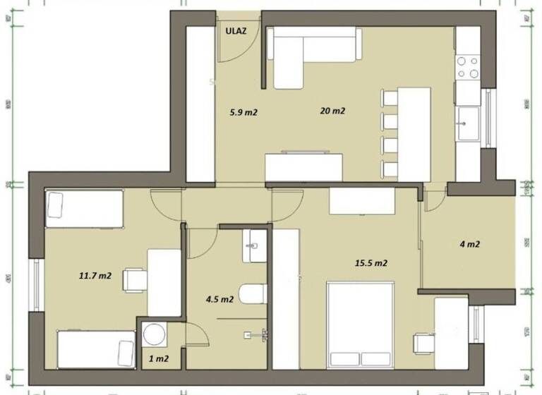 Wohnung zum Kauf 360.000 € 3 Zimmer 64 m² 1. Geschoss Jarun - Precko