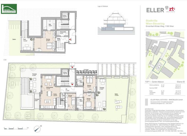 Wohnung zum Kauf - Erstbezug 1.990.000 € 5 Zimmer 140,1 m² EG Sieveringer Straße 95A Wien 1190