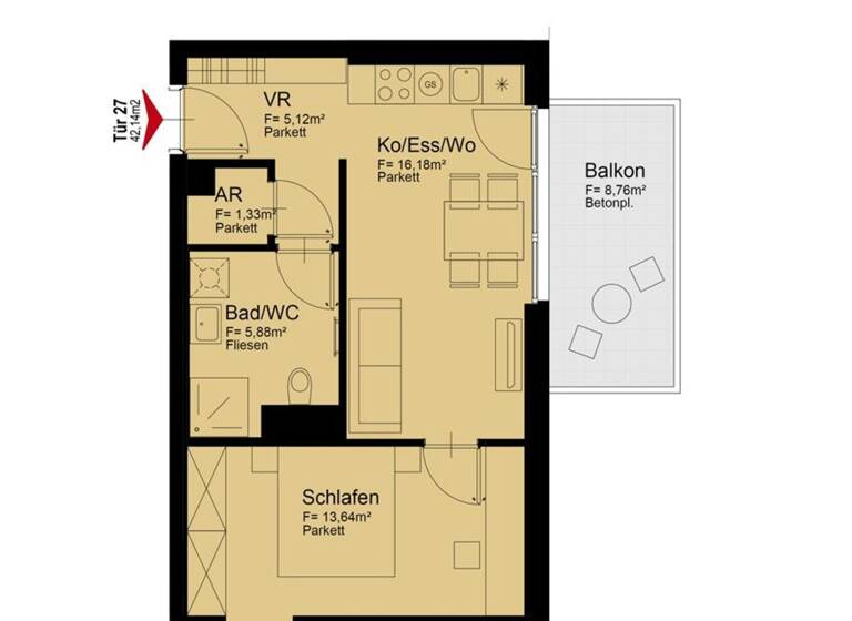 Wohnung zur Miete 738 € 2 Zimmer 4. Geschoss frei ab 01.07.2026 Am langen Felde Wien 1220