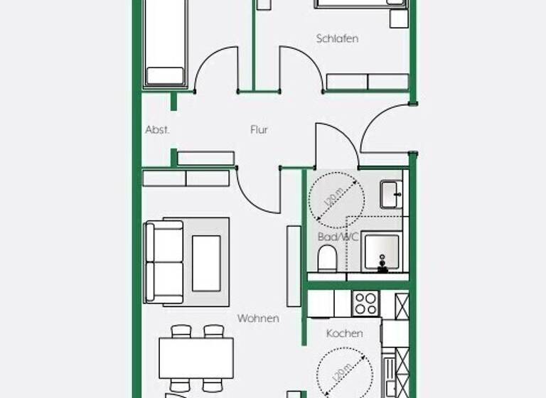 Wohnung zur Miete - Neubau 592 € 3 Zimmer 71,8 m²<br/>Wohnfläche Dachgeschoss, 5.<br/>Geschoss ab sofort<br/>Verfügbarkeit Thierbacher Straße 14 Kitzscher Kitzscher 04567