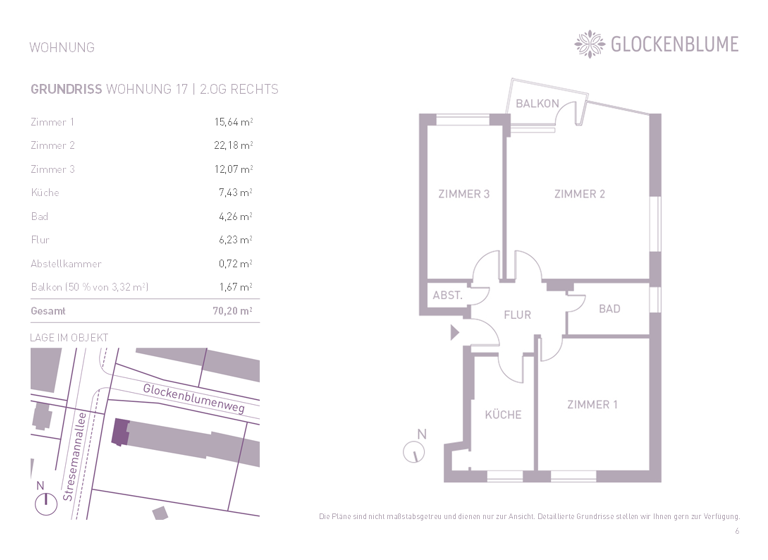 Wohnung zum Kauf provisionsfrei als Kapitalanlage geeignet 319.000 € 3 Zimmer 70,2 m² Glockenblumenweg 2 Lokstedt Hamburg 22529
