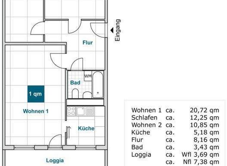 Wohnung zur Miete 536 € 3 Zimmer 64,3 m² 1. Geschoss frei ab 08.03.2026 Finsterwalder Str. 1 Prohlis-Süd Dresden 01239