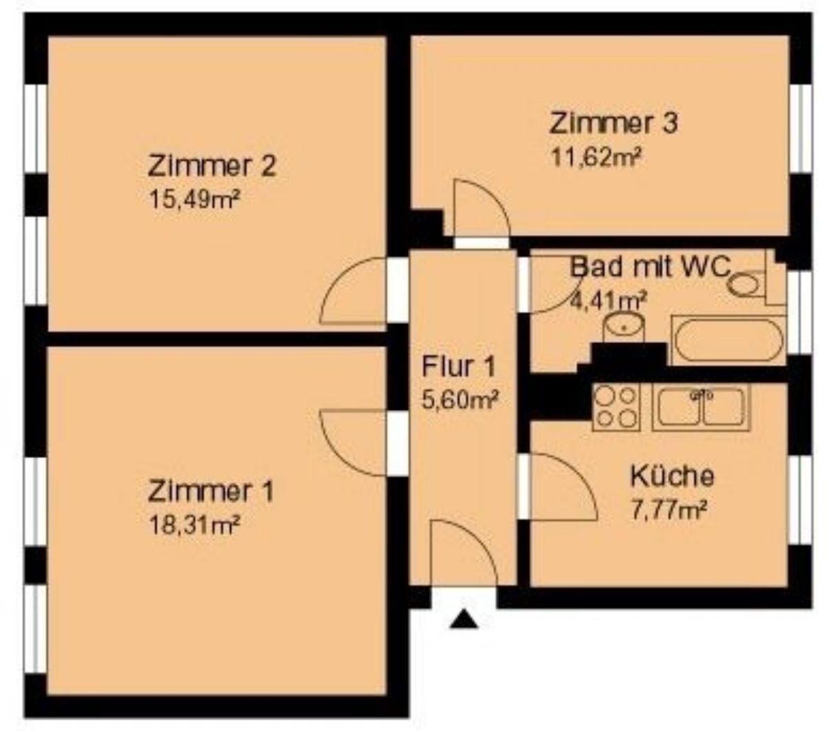 Wohnung zur Miete 378 € 3 Zimmer 64 m²<br/>Wohnfläche 1.<br/>Geschoss Merseburg Merseburg 06217