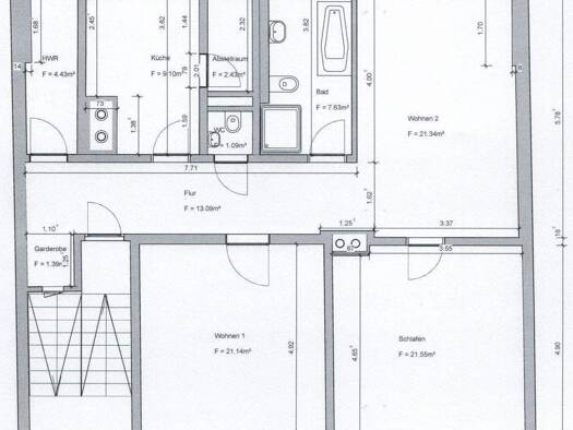 Wohnung zur Miete 1.050 € 3 Zimmer 100 m² 3. Geschoss Tribseer Stralsund 18437