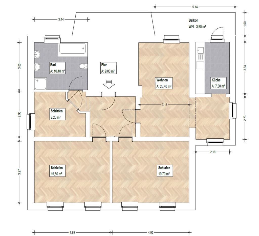 Wohnung zur Miete 550 € 4 Zimmer 100 m²<br/>Wohnfläche 1.<br/>Geschoss ab sofort<br/>Verfügbarkeit Harthauer Straße 34 Harthau 450 Chemnitz 09125