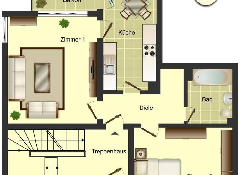 Wohnung zur Miete nur mit Wohnberechtigungsschein 337 € 2 Zimmer 60 m² 2. Geschoss Richard-Wagner-Straße 30 Methler Kamen 59174