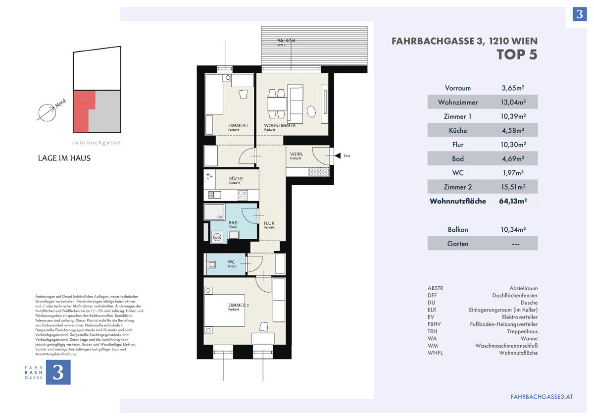 Wohnung zum Kauf 365.000 € 3 Zimmer 64,1 m²<br/>Wohnfläche 1.<br/>Geschoss Fahrbachgasse 3 Wien 1210