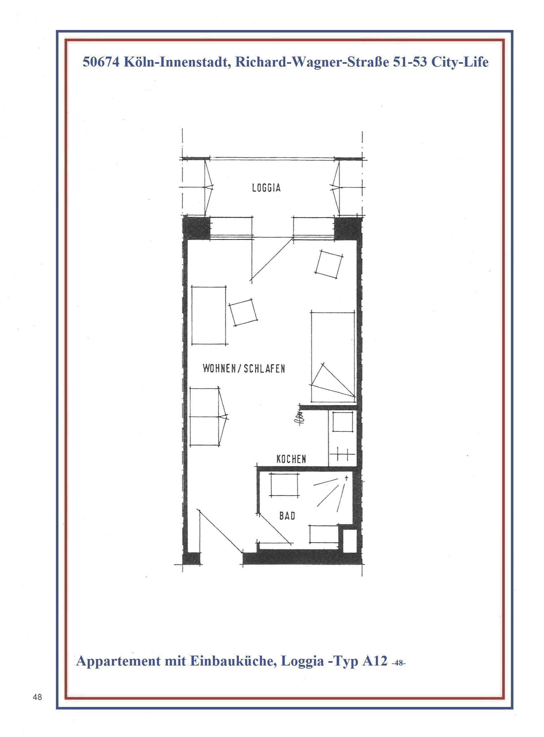 Wohnung zum Kauf 156.000 € 1 Zimmer 26 m²<br/>Wohnfläche 3.<br/>Geschoss Richard-Wagner-Straße 51 Neustadt - Süd Köln 50674