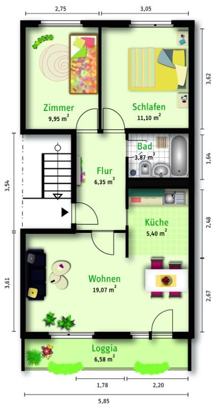 Wohnung zur Miete 443 € 3 Zimmer 59,1 m²<br/>Wohnfläche EG<br/>Geschoss Azaleenstraße 31 Nördliche Neustadt Halle 06122