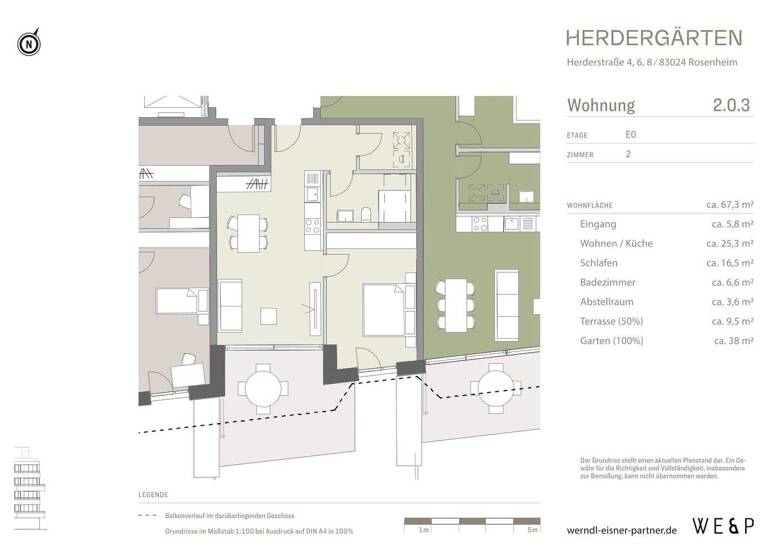 Wohnung zur Miete - Erstbezug 1.320 € 2 Zimmer 67,3 m² EG frei ab 15.06.2026 West Rosenheim 83024