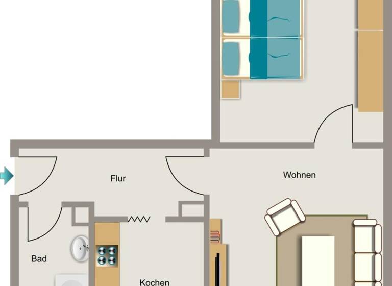 Wohnung zur Miete 390 € 2,5 Zimmer 45,9 m² 1. Geschoss Konradstraße 128 Stadtmitte Oberhausen 46049