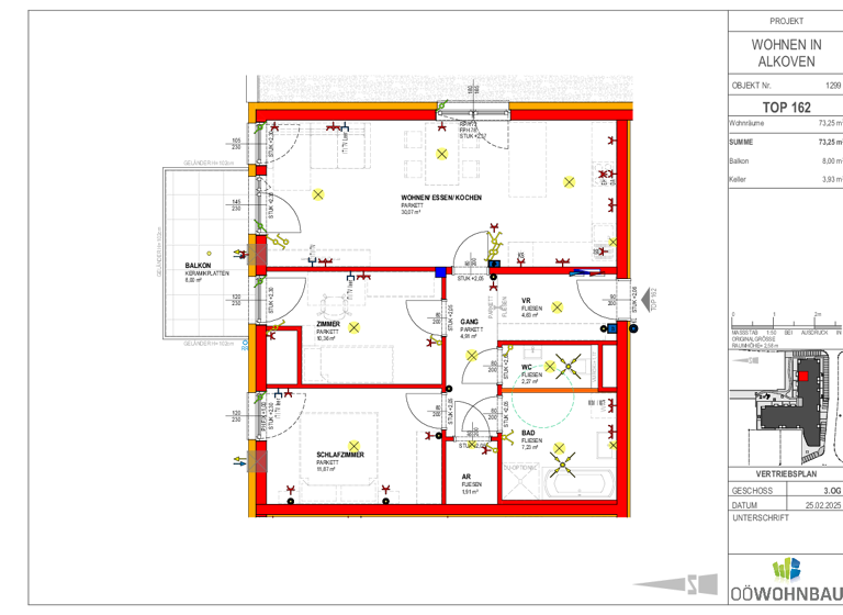 Wohnung zur Miete - Erstbezug 961 € 3 Zimmer 73,3 m² 3. Geschoss Am Dorfplatz 2 Alkoven 4072
