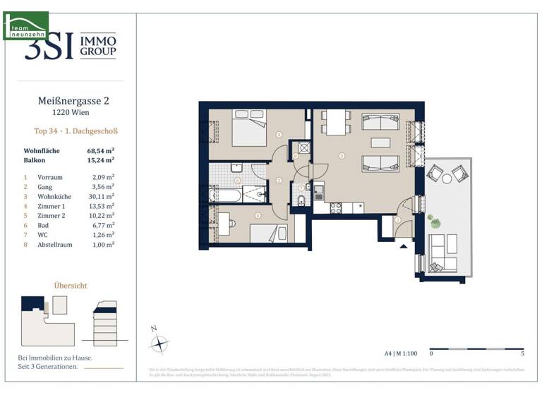 Wohnung zum Kauf 491.970 € 3 Zimmer 68,2 m² 4. Geschoss Meißnergasse 2 Wien 1220