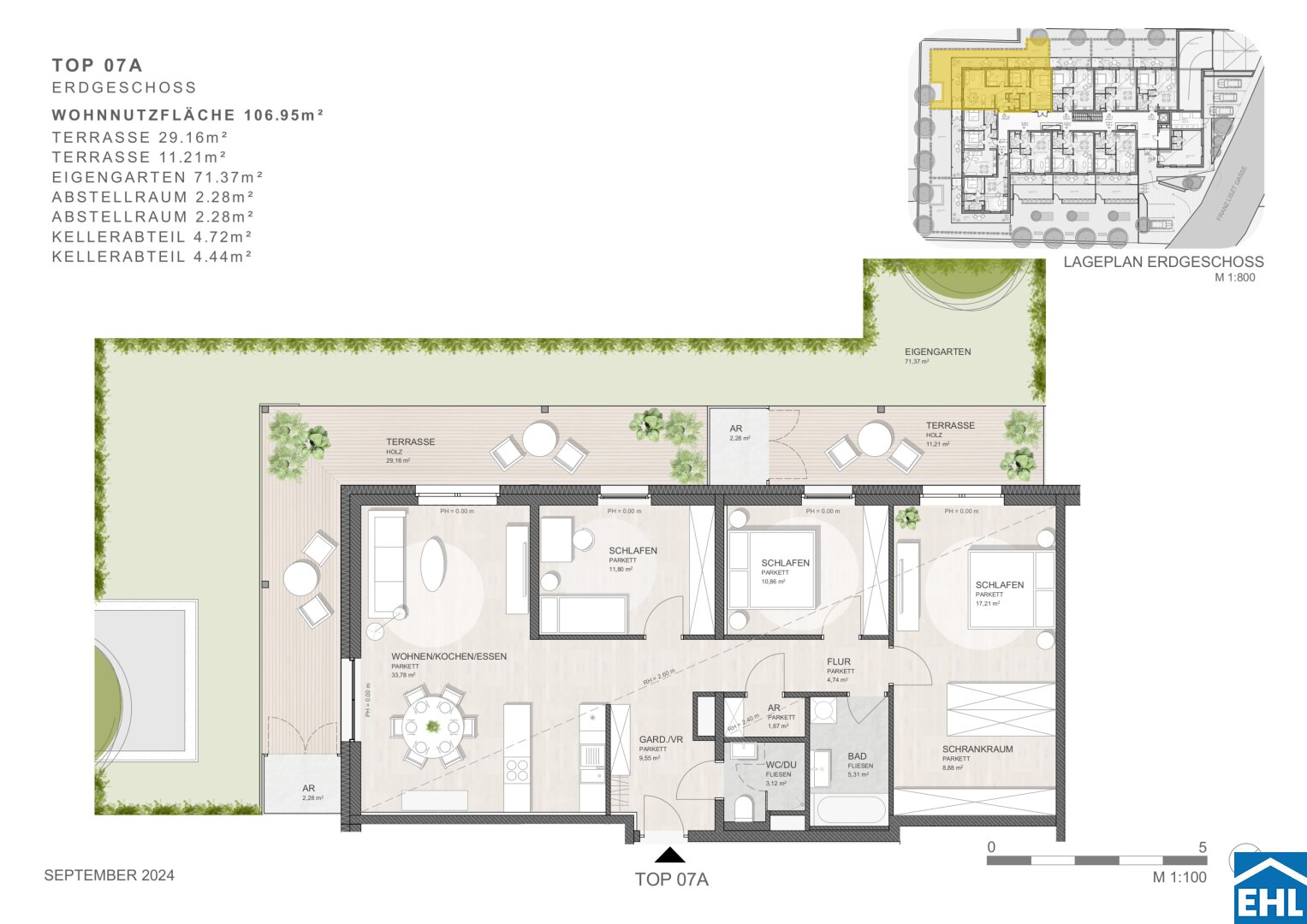 Wohnung zum Kauf 4 Zimmer 106,9 m²<br/>Wohnfläche EG<br/>Geschoss Franz-Liszt-Gasse Neusiedl am See 7100