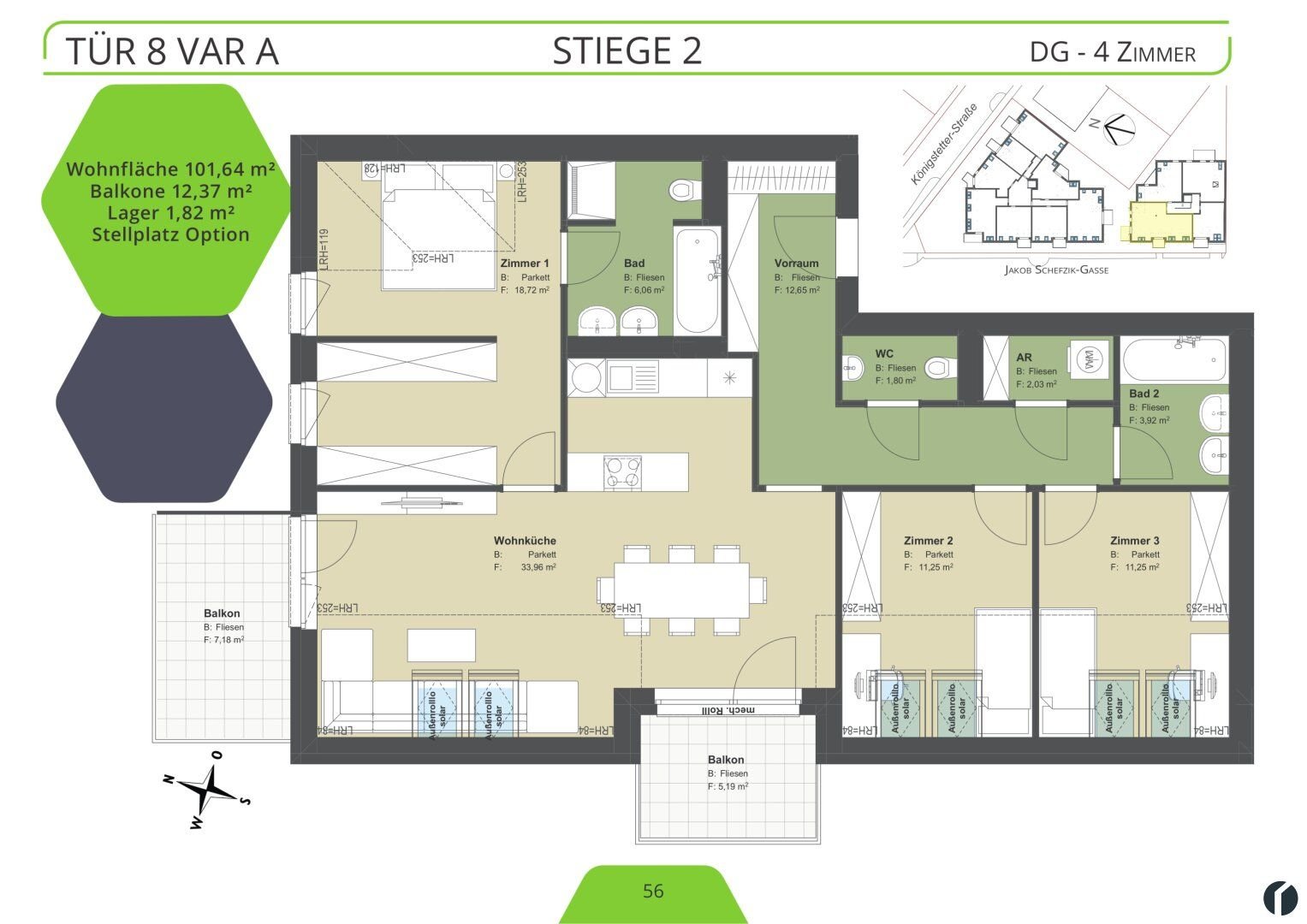 Wohnung zum Kauf 553.900 € 4 Zimmer 101,6 m²<br/>Wohnfläche 2.<br/>Geschoss Königstetter Straße 66 - 68 Tulln an der Donau 3430