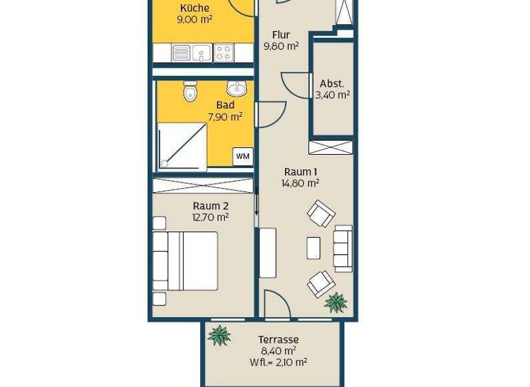 Wohnung zur Miete 722 € 2 Zimmer 60,2 m² Kieler Str. 86 Mockau-Nord Leipzig 04357
