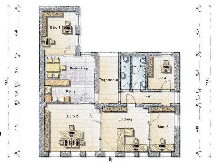 Bürofläche zur Miete 1.200 € 4 Zimmer 100 m² Bürofläche Luisenstr. 1 St Peter Nürnberg 90478