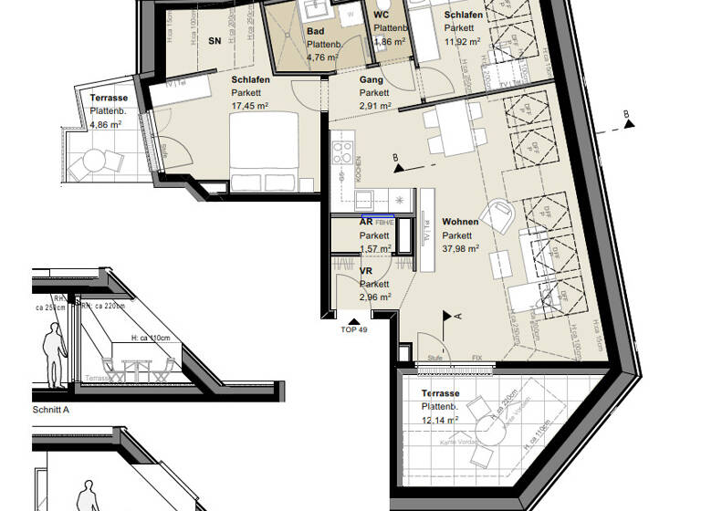 Wohnung zur Miete - Erstbezug 1.556 € 3 Zimmer 81,4 m² 2. Geschoss frei ab 01.05.2026 Wien 1110