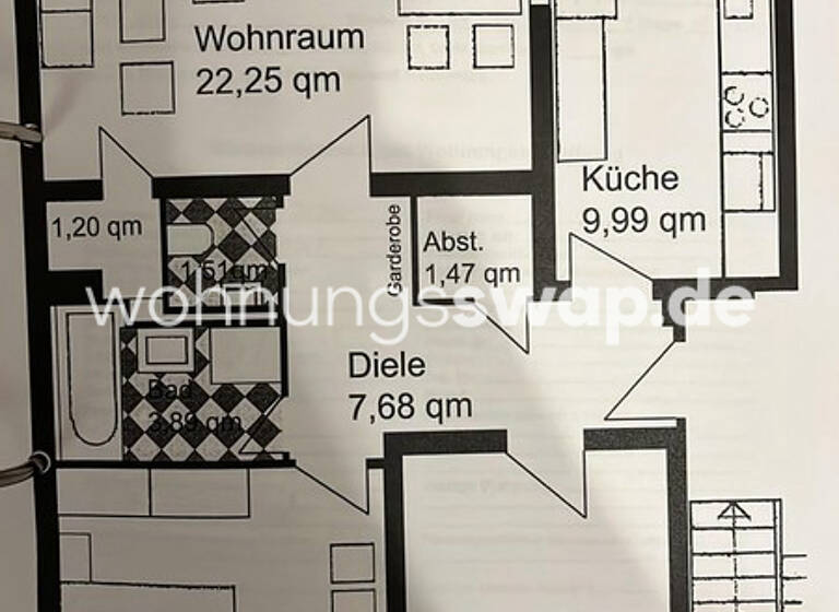 Studio zur Miete Tauschwohnung 900 € 3 Zimmer 77 m² 1. Geschoss Humboldt-Gremberg Köln 51105