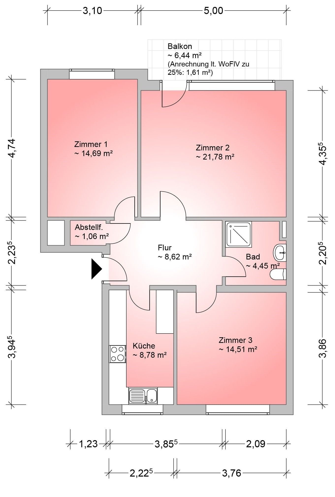 Wohnung zum Kauf 190.000 € 3 Zimmer 75,5 m²<br/>Wohnfläche 1.<br/>Geschoss Langenbek Hamburg 21079