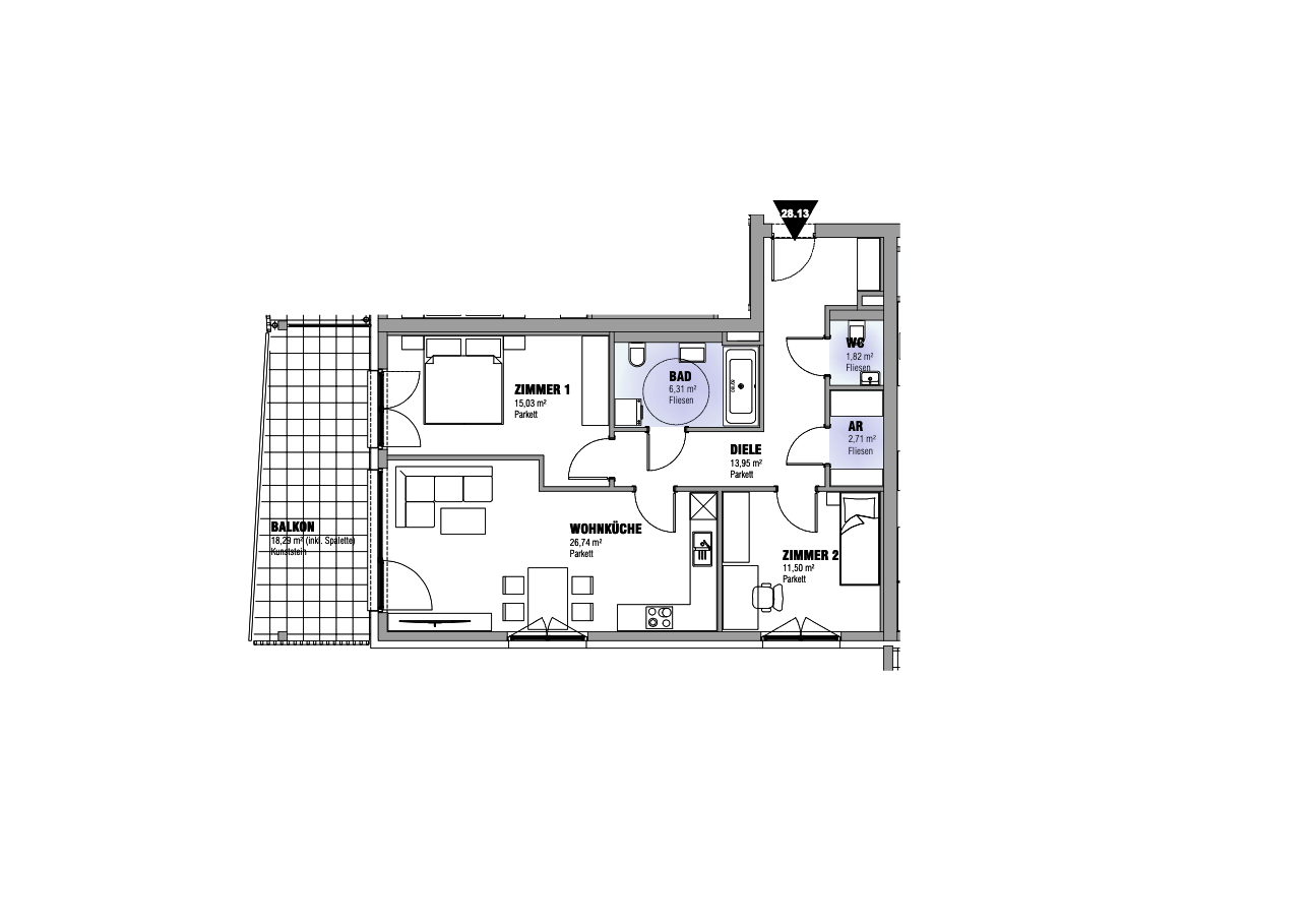 Wohnung zum Kauf 322.000 € 3 Zimmer 78,1 m²<br/>Wohnfläche Auen Villach(Stadt) 9500