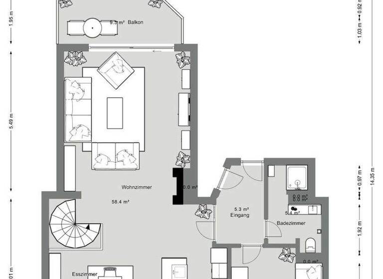 Maisonette zum Kauf 890.000 € 3 Zimmer 127,6 m² 4. Geschoss Golzheim Düsseldorf / Golzheim 40476