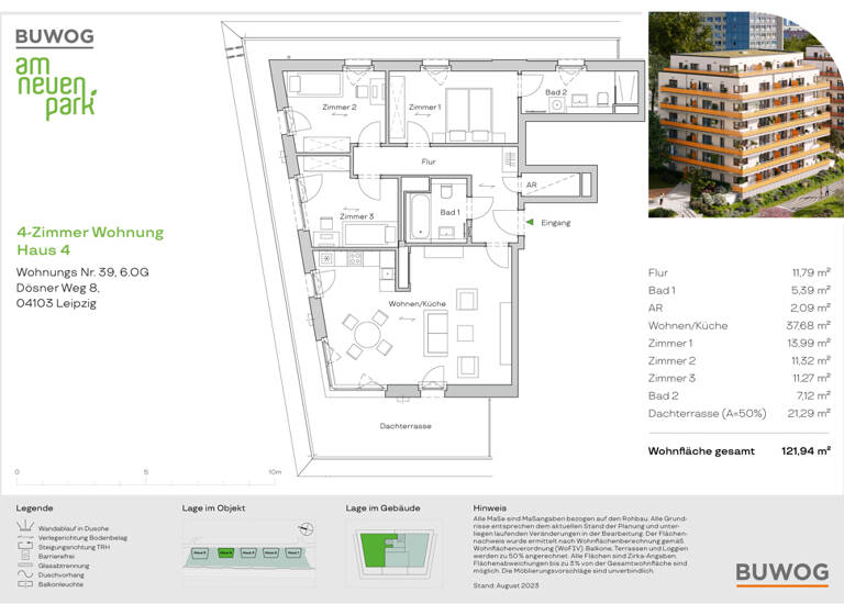 Wohnung zum Kauf 675.000 € 4 Zimmer 121,9 m²<br/>Wohnfläche 6.<br/>Geschoss Dösner Weg 8 Zentrum-Südost Leipzig 04103
