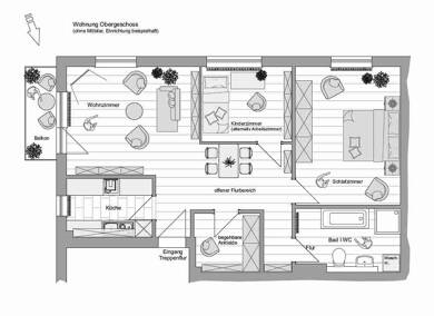 Wohnung zur Miete 800 € 2,5 Zimmer 80 m² Geschoss 1/1 frei ab 01.07.2025 Neuruppin Neuruppin 16816