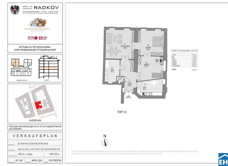 Wohnung zum Kauf 885.000 € 3 Zimmer 103,1 m² 1. Geschoss Untere Weißgerberstraße Wien 1030