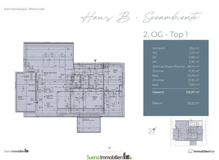 Penthouse zum Kauf - Erstbezug 1.095.000 € 3 Zimmer 129,4 m² Gmunden 4810