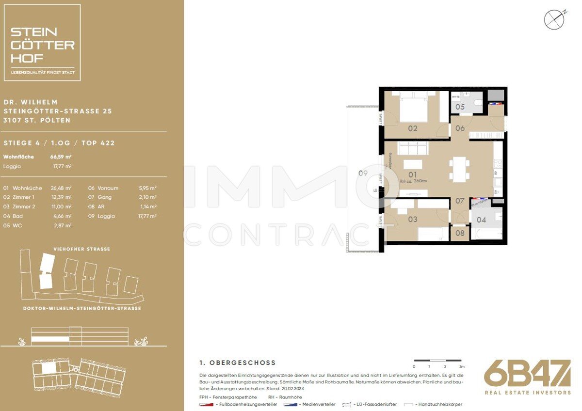 Wohnung zum Kauf provisionsfrei 248.400 € 3 Zimmer 66,6 m²<br/>Wohnfläche 1.<br/>Geschoss St. Pölten St.Pölten 3100