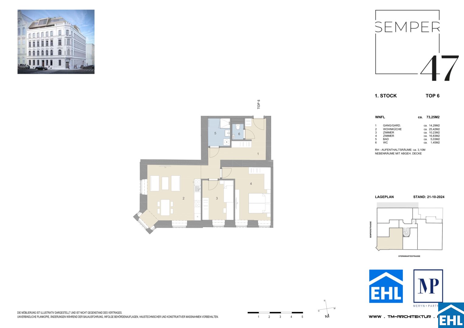 Wohnung zum Kauf 619.000 € 3 Zimmer 73,3 m²<br/>Wohnfläche 1.<br/>Geschoss Semperstraße Wien 1180