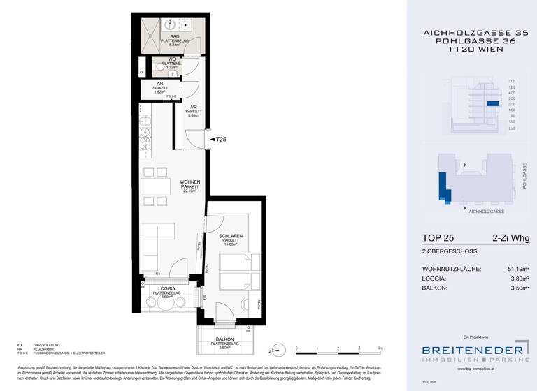 Wohnung zum Kauf - Erstbezug 375.000 € 2 Zimmer 51,2 m² 2. Geschoss Wien 1120