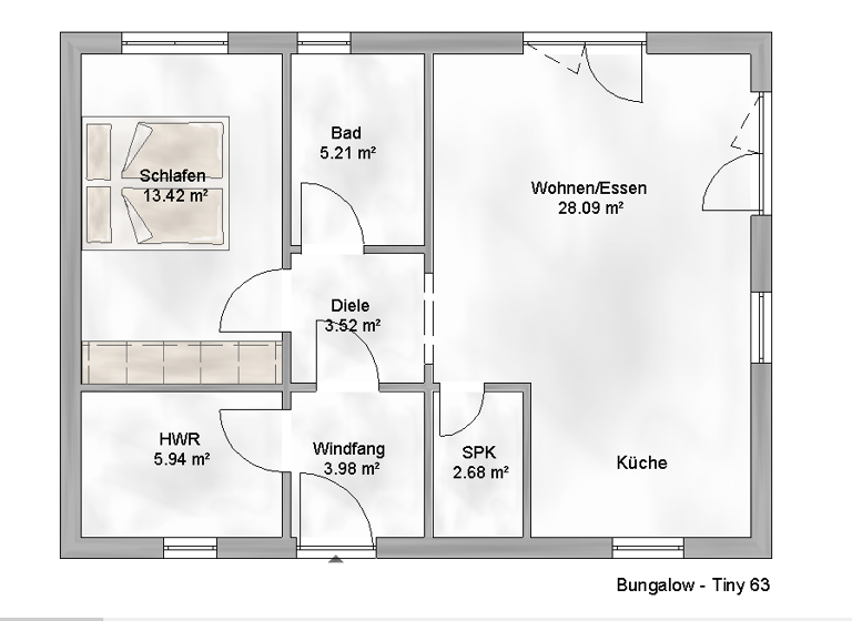 Bungalow zum Kauf provisionsfrei 414.900 € 3 Zimmer 63 m² 495 m² Grundstück Haidenhof-Süd Passau 94032