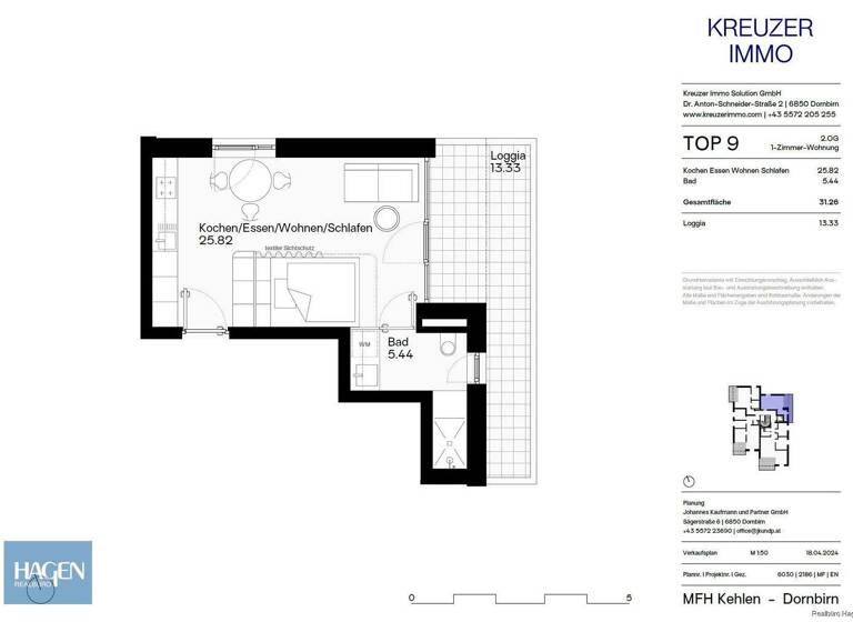 Studio zum Kauf 241.000 € 1 Zimmer 31,3 m² 2. Geschoss Dornbirn 6850