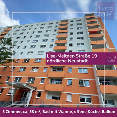 Wohnung zur Miete 435 € 3 Zimmer 58 m² Dachgeschoss, 10. Geschoss frei ab sofort Lise-Meitner-Straße 19 Nördliche Neustadt Halle (Saale) 06122