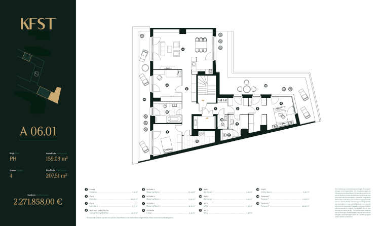 Penthouse zum Kauf 1.931.079 € 4 Zimmer 159,1 m²<br/>Wohnfläche 6.<br/>Geschoss Tiergarten Berlin 10785