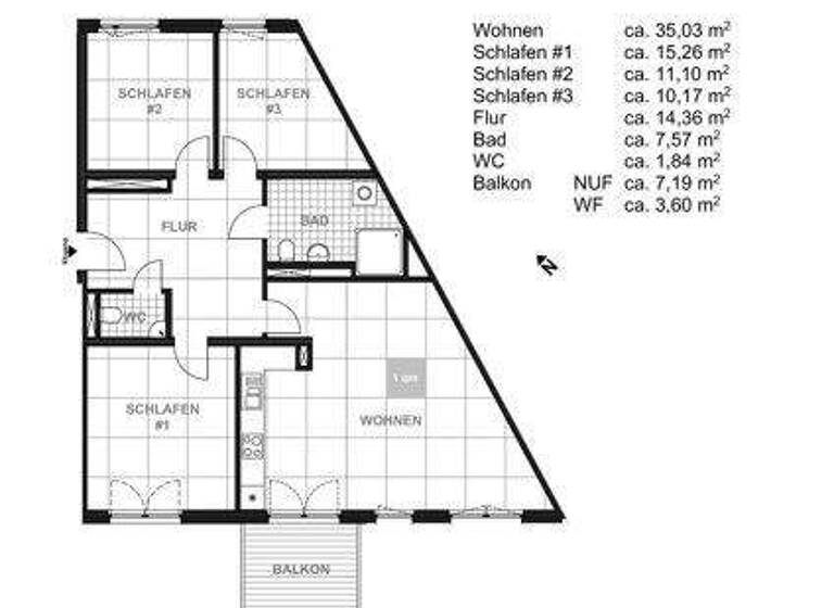 Wohnung zur Miete 1.074 € 4 Zimmer 99,3 m² 2. Geschoss Reicker Str. 126 Reick Dresden 01237